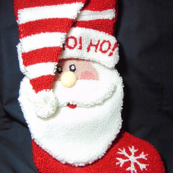 Santa Claus Stocking, Hook and Loop 3D, 19 in long x 8 in wide, Hook, Fillable - Picture 2 of 12